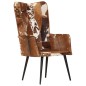 vidaXL Sillón orejero de pelo cuero auténtico marrón y blanco
