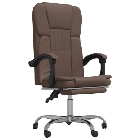 vidaXL Silla de oficina reclinable cuero sintético marrón