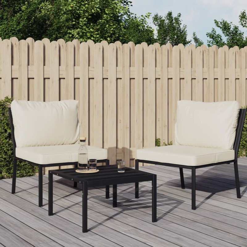 vidaXL Sillas de jardín 2 uds acero con cojines color arena 60x74x79cm vidaXL Sillas de jardín 2 uds acero con cojines color arena 60x74x79cm
