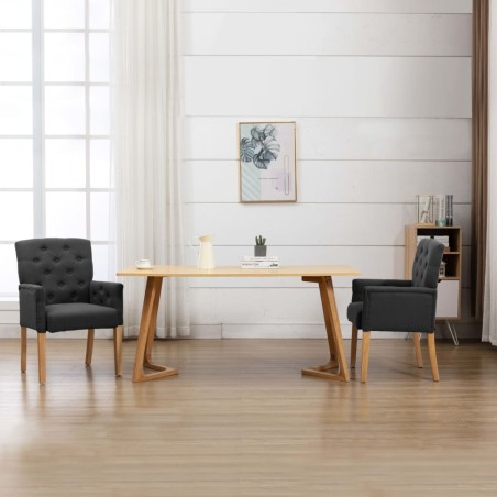 vidaXL Silla de comedor con reposabrazos tela gris 