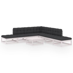 vidaXL Muebles de jardín 8 piezas con cojines de madera de pino maciza