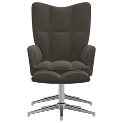 vidaXL Silla de relajación con taburete terciopelo gris oscuro
