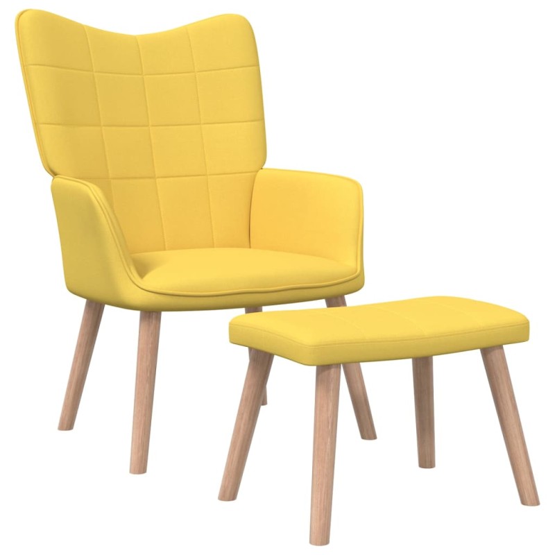vidaXL Silla de relajación con reposapiés tela amarillo mostaza vidaXL Silla de relajación con reposapiés tela amarillo mostaza