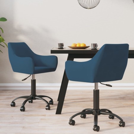 vidaXL Sillas de comedor giratorias 2 uds terciopelo azul