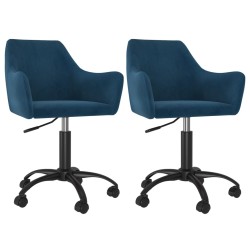 vidaXL Sillas de comedor giratorias 2 uds terciopelo azul