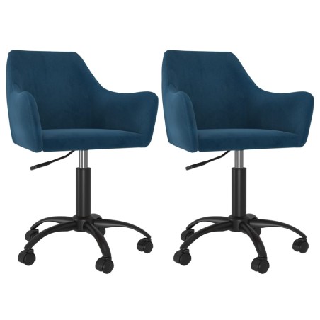 vidaXL Sillas de comedor giratorias 2 uds terciopelo azul