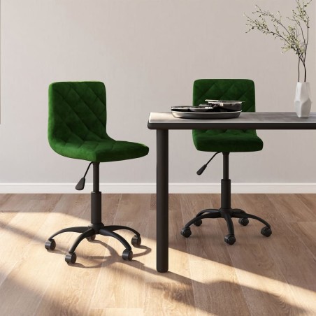 vidaXL Sillas de comedor giratorias 2 unidades terciopelo verde oscuro
