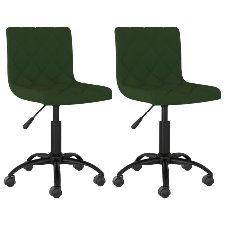 vidaXL Sillas de comedor giratorias 2 unidades terciopelo verde oscuro