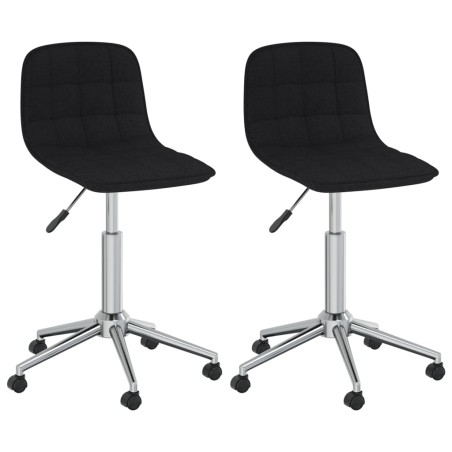 vidaXL Sillas de comedor giratorias 2 unidades tela negro