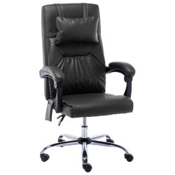 vidaXL Silla de oficina de masaje de cuero sintético negra