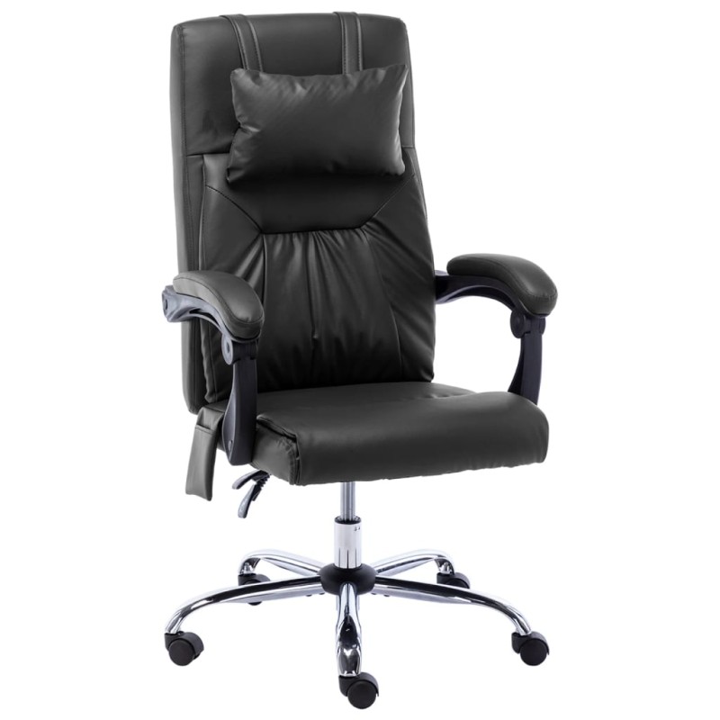 vidaXL Silla de oficina de masaje de cuero sintético negra vidaXL Silla de oficina de masaje de cuero sintético negra