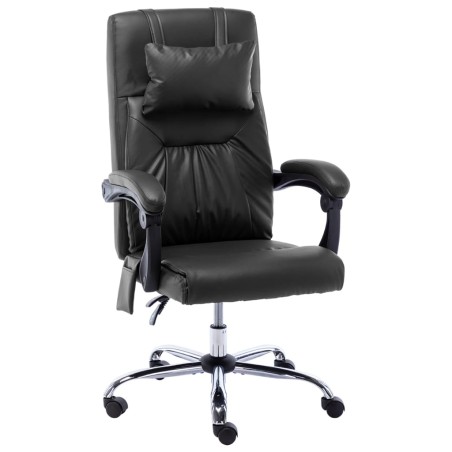 vidaXL Silla de oficina de masaje de cuero sintético negra