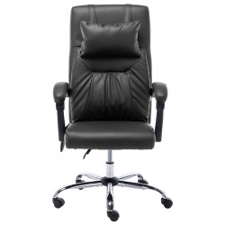 vidaXL Silla de oficina de masaje de cuero sintético negra
