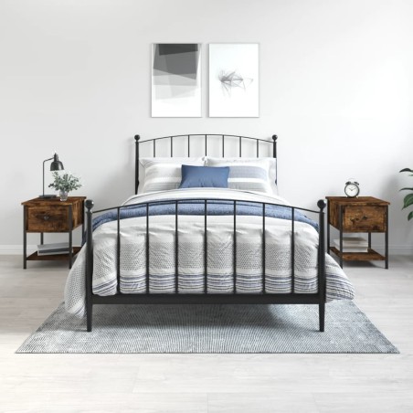 vidaXL Mesita noche 2 uds madera ingeniería roble ahumado 34x35,5x45cm