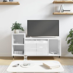 vidaXL Mueble de TV madera contrachapada blanco brillo 100x35x55 cm