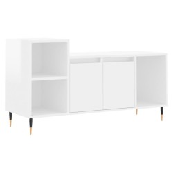 vidaXL Mueble de TV madera contrachapada blanco brillo 100x35x55 cm