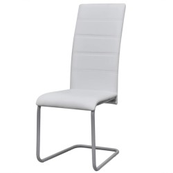 vidaXL Sillas voladizas de comedor 4 unidades cuero sintético blanco