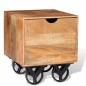 vidaXL Mesa auxiliar con cajón y ruedas madera de mango 40x40x45 cm vidaXL Mesa auxiliar con cajón y ruedas madera de mango 40x40x45 cm