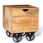 vidaXL Mesa auxiliar con cajón y ruedas madera de mango 40x40x45 cm vidaXL Mesa auxiliar con cajón y ruedas madera de mango 40x40x45 cm