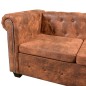 vidaXL Sofá de esquina Chesterfield 6 plazas cuero artificial marrón vidaXL Sofá de esquina Chesterfield 6 plazas cuero artificial marrón