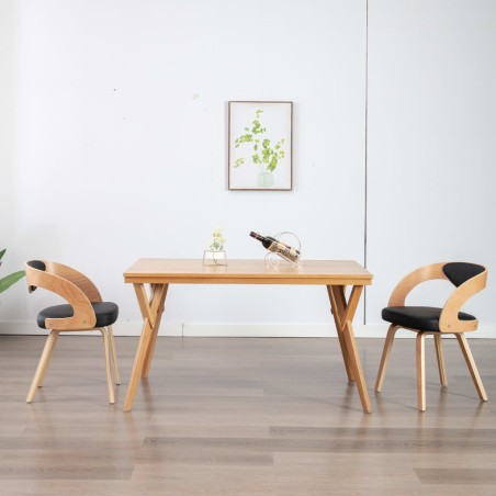 vidaXL Sillas de comedor 2 uds madera curvada y cuero sintético negro