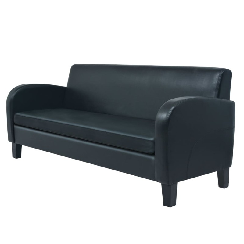 vidaXL Sofá 3 plazas cuero artificial negro vidaXL Sofá 3 plazas cuero artificial negro