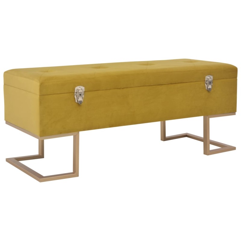 vidaXL Banco con compartimento 105 cm color mostaza de terciopelo vidaXL Banco con compartimento 105 cm color mostaza de terciopelo