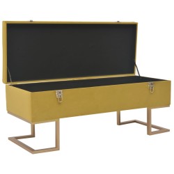 vidaXL Banco con compartimento 105 cm color mostaza de terciopelo