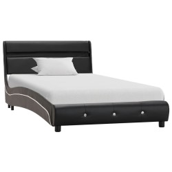 vidaXL Estructura de cama con LED cuero sintético negro 90x200 cm