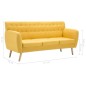 vidaXL Sofá de 3 plazas tapizado de tela amarillo 172x70x82 cm