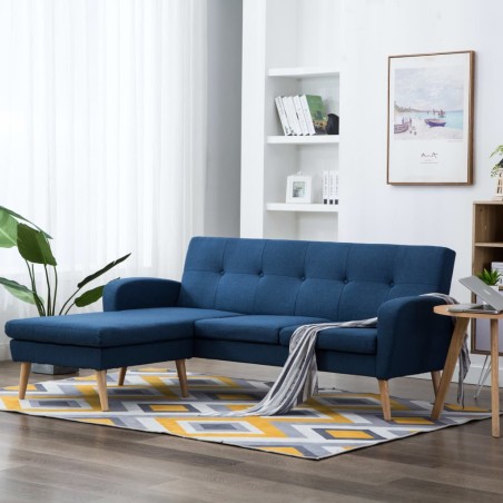 vidaXL Sofá con forma de L tapizado de tela azul 186x136x79 cm
