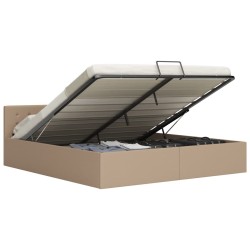 vidaXL Cama canapé hidráulica cuero sintético capuchino 160x200 cm