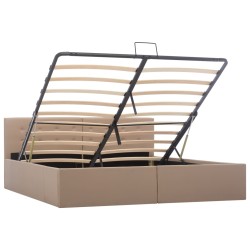 vidaXL Cama canapé hidráulica cuero sintético capuchino 160x200 cm