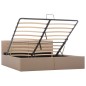 vidaXL Cama canapé hidráulica cuero sintético capuchino 160x200 cm vidaXL Cama canapé hidráulica cuero sintético capuchino 160x200 cm
