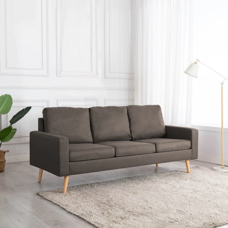 vidaXL Sofá de 3 plazas de tela color gris taupe vidaXL Sofá de 3 plazas de tela color gris taupe