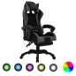 vidaXL Silla gaming con luces LED RGB cuero sintético gris y negro