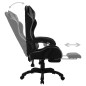 vidaXL Silla gaming con luces LED RGB cuero sintético gris y negro
