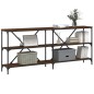 vidaXL Mesa consola hierro madera ingeniería roble marrón 180x30x75 cm vidaXL Mesa consola hierro madera ingeniería roble marrón 180x30x75 cm