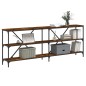 vidaXL Mesa consola hierro madera ingeniería roble ahumado 200x30x75cm vidaXL Mesa consola hierro madera ingeniería roble ahumado 200x30x75cm