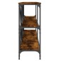 vidaXL Mesa consola hierro madera ingeniería roble ahumado 200x30x75cm vidaXL Mesa consola hierro madera ingeniería roble ahumado 200x30x75cm