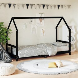 vidaXL Estructura de cama para niños madera de pino negro 80x200 cm