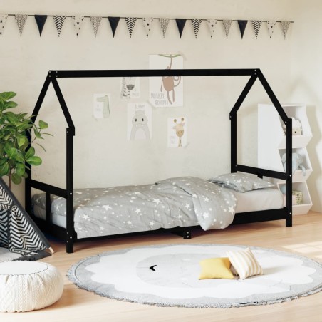 vidaXL Estructura de cama para niños madera de pino negro 80x200 cm