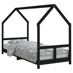 vidaXL Estructura de cama para niños madera de pino negro 80x200 cm