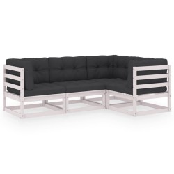 vidaXL Juego de muebles de jardín 4 pzas y cojines madera pino maciza