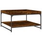 vidaXL Mesa de centro madera ingeniería y hierro roble humo 80x80x45cm vidaXL Mesa de centro madera ingeniería y hierro roble humo 80x80x45cm