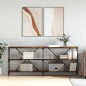 vidaXL Mesa consola hierro madera ingeniería roble ahumado 180x30x75cm vidaXL Mesa consola hierro madera ingeniería roble ahumado 180x30x75cm