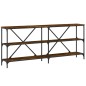 vidaXL Mesa consola hierro madera ingeniería roble ahumado 180x30x75cm vidaXL Mesa consola hierro madera ingeniería roble ahumado 180x30x75cm