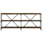 vidaXL Mesa consola hierro madera ingeniería roble ahumado 180x30x75cm vidaXL Mesa consola hierro madera ingeniería roble ahumado 180x30x75cm