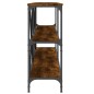 vidaXL Mesa consola hierro madera ingeniería roble ahumado 180x30x75cm vidaXL Mesa consola hierro madera ingeniería roble ahumado 180x30x75cm