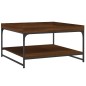 vidaXL Mesa centro madera ingeniería y hierro roble marrón 80x80x45 cm vidaXL Mesa centro madera ingeniería y hierro roble marrón 80x80x45 cm